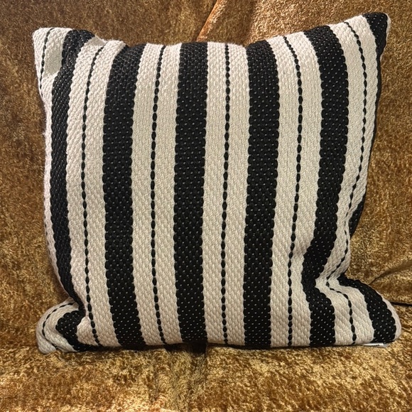 Brentwood Striped Black and White Throw Pillow - Picture 1 of 7